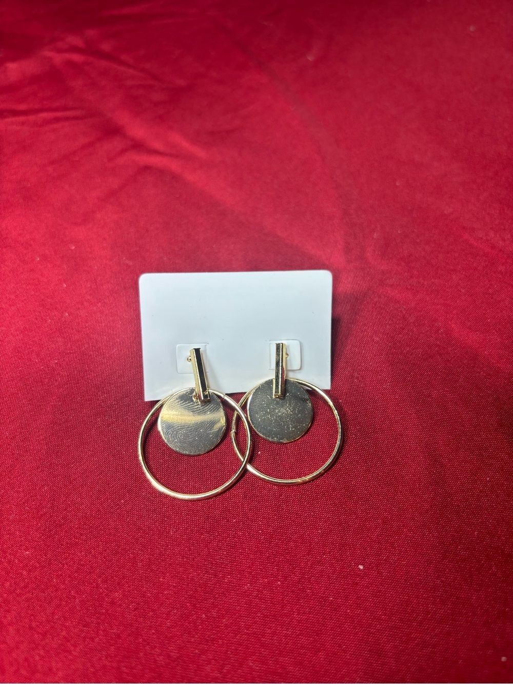 New Gold Disc and Hoop Drop Earrings